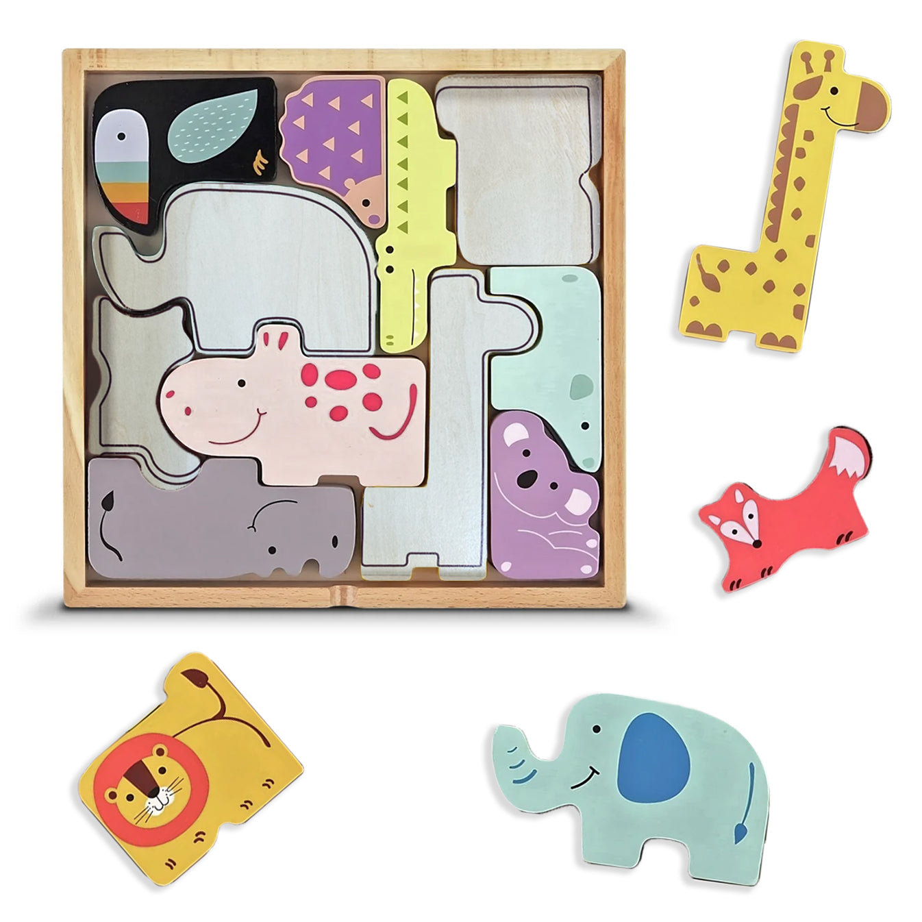 Wooden Animal Block Puzzle 18M+