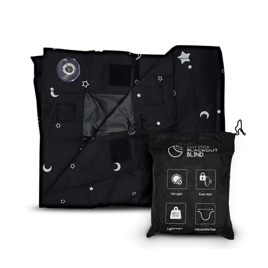 Star and moon print white and black blackout baby blind