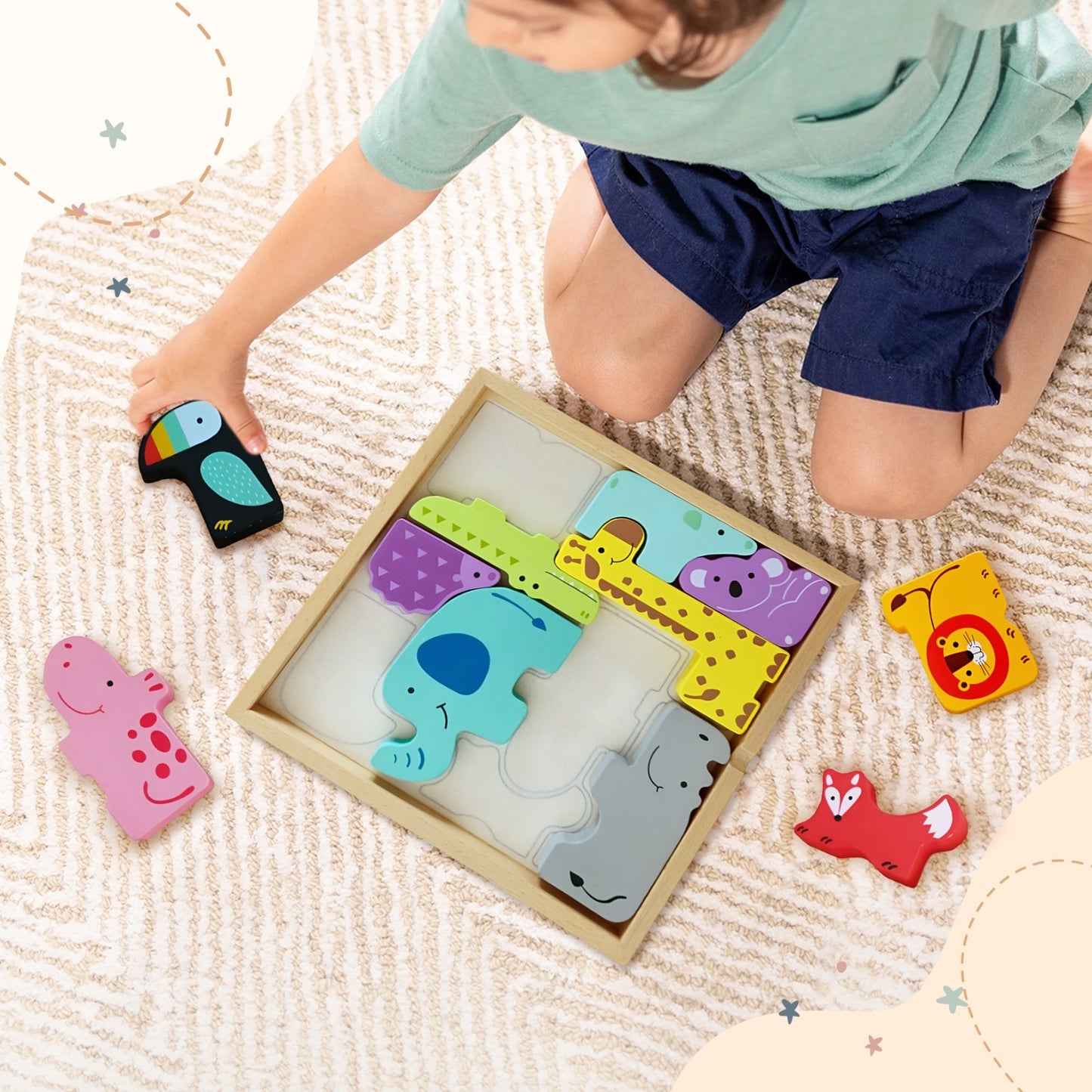 Wooden Animal Block Puzzle 18M+